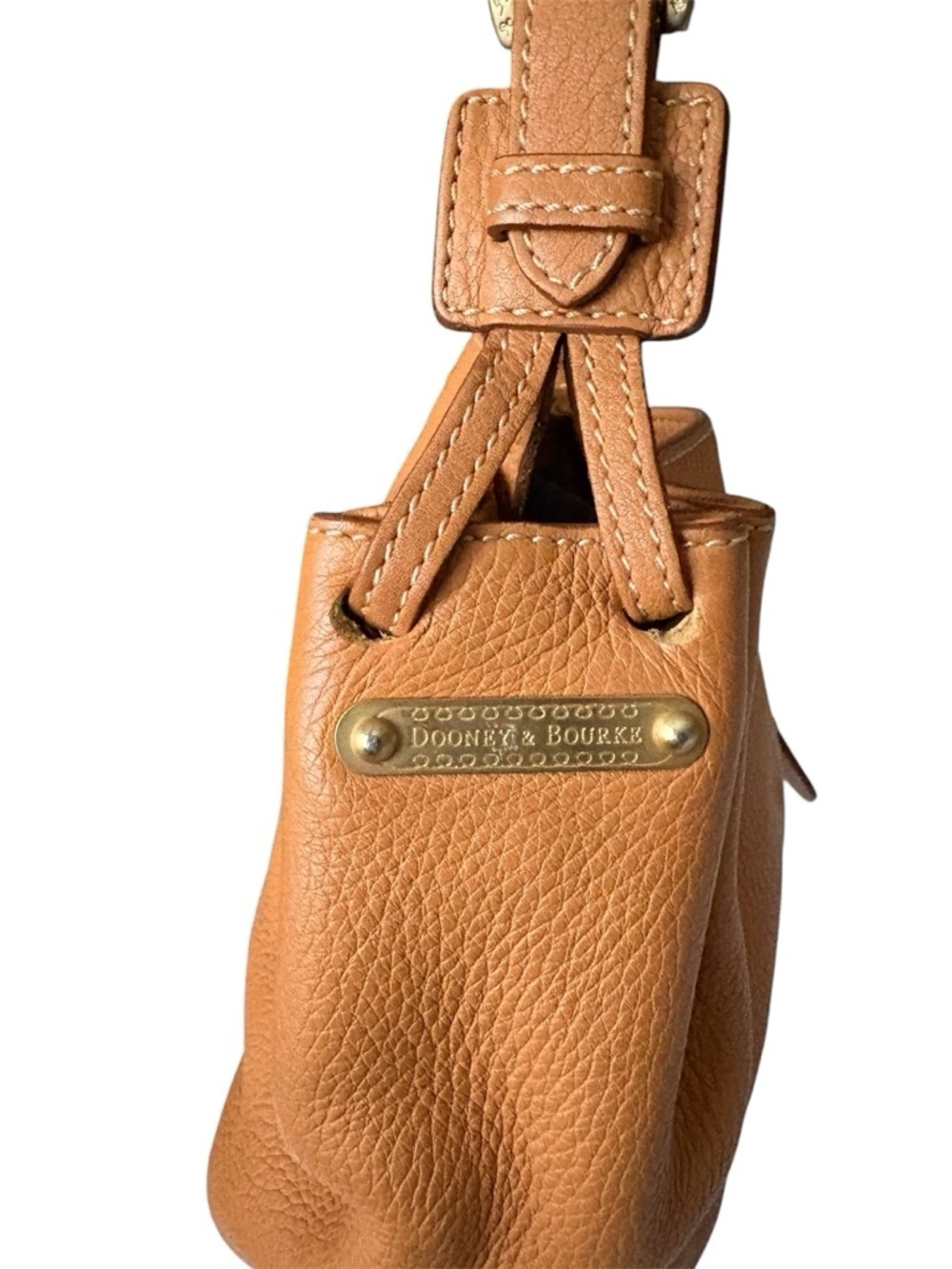 Vintage Dooney & Bourke tan/camel pebble leather shoulder bag golden hardware - Picture 3 of 9